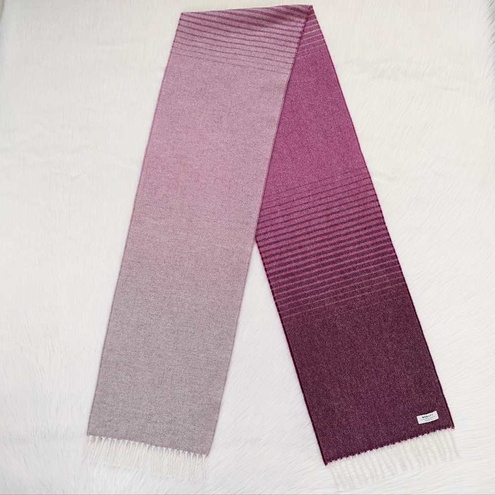 McNutt Wool Scarf Pink Knit Striped Fringed Lambswool